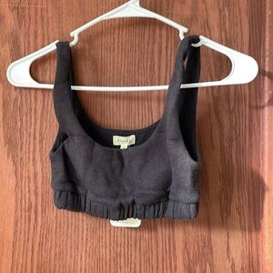 NWT Donni Top Women's Size Black Soft Lounge Scoop Neck Crop Top New